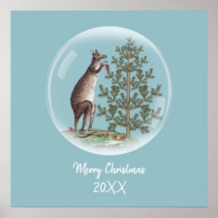 Weihnachten in Australien mit Schnee und einem Kän Poster