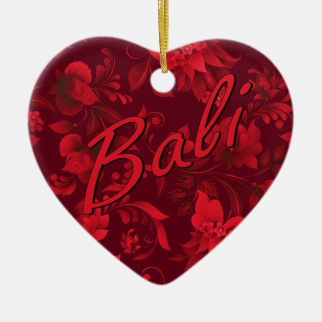 Weihnachten in Bali Batik 1 Keramik Ornament (Vorne)