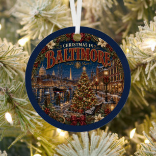 Weihnachten in Baltimore Vintage-Reiseandenken Ornament Aus Metall