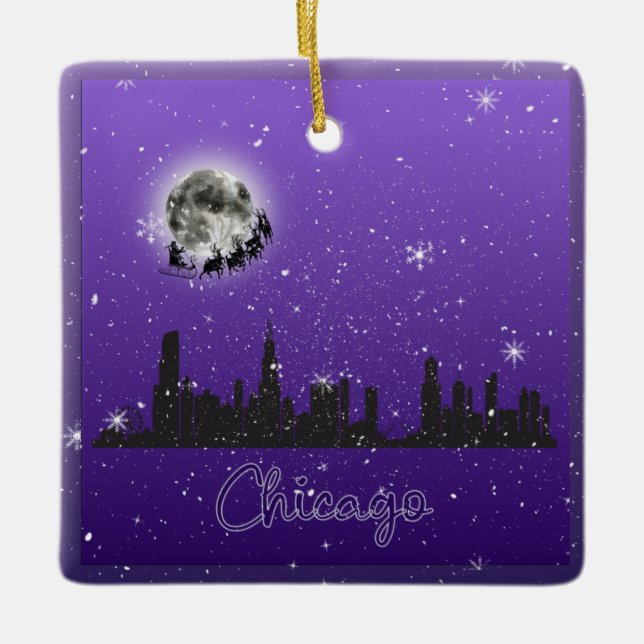Weihnachten in Chicago, Illinois Keramikornament (Vorderseite)