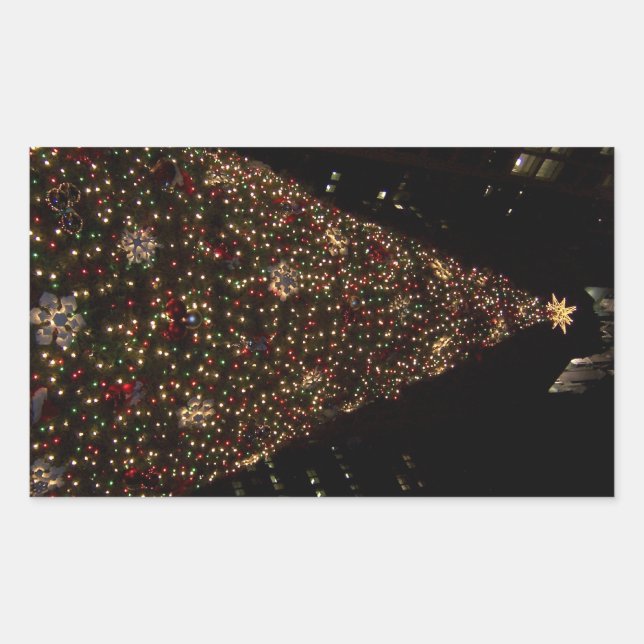 Weihnachten in Daley Plaza Chicago Rechteckiger Aufkleber (Vorderseite)