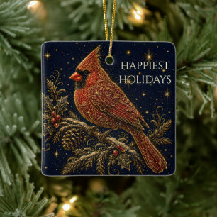 Weihnachten in den Sternen Foto Roter Kardinal Keramikornament