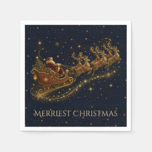 Weihnachten in den Sternen Santas Schlitten Serviette