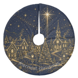Weihnachten in den Sternen | Weihnachtsdorf Fleece Weihnachtsbaumdecke