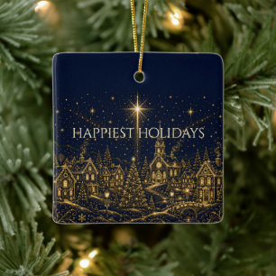 Weihnachten in den Sternen Weihnachtsdorf-Foto Keramikornament