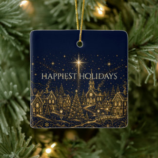 Weihnachten in den Sternen | Weihnachtsdorf-Foto Keramikornament