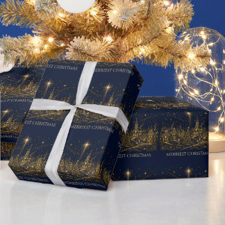 Weihnachten in den Sternen | Weihnachtsdorf Geschenkpapier