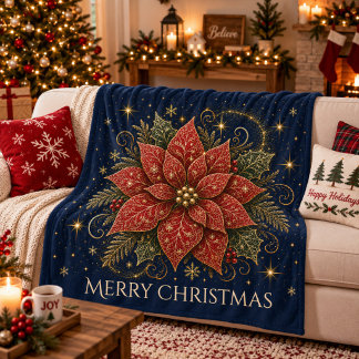 Weihnachten in den Sternen | Weihnachtsstern Fleecedecke