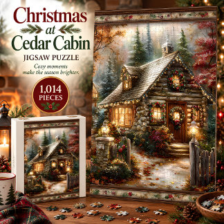 Weihnachten in der Cedar Cabin - 1.014-Teile-Jigsa Puzzle