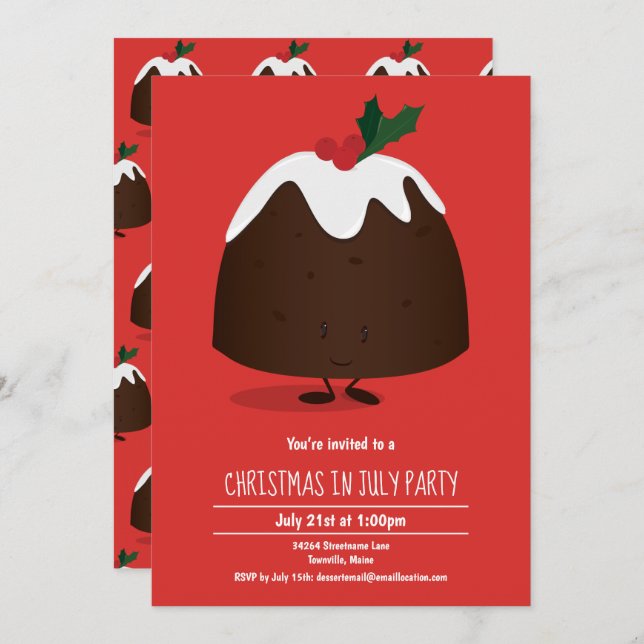 Weihnachten in der Juli-Party Einladung (Vorne/Hinten)