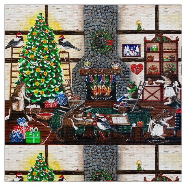 Weihnachten in der Kabine von Frau Elizabeth Stoff (Muster)