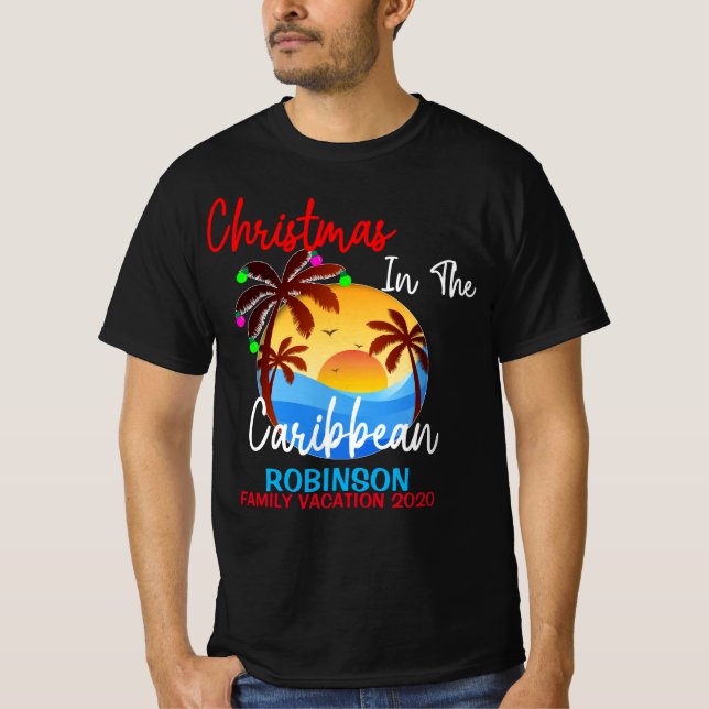 Weihnachten in der Karibik farbenfrohe Schiffsreis T-Shirt (Vorderseite)