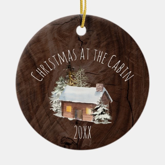 Weihnachten in der Keramik Cabin Ornament (Vorne)