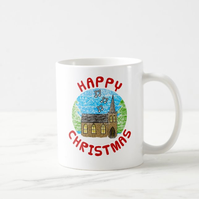 Weihnachten in der Kirche Christlich Traditionell Kaffeetasse (Rechts)