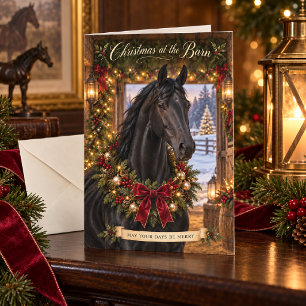 Weihnachten in der Scheune Black American Saddlebr Karte
