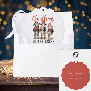 Weihnachten in der Scheune Rustikale Kühe in Weihn Ornament Karte
