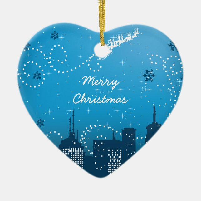 Weihnachten in der Stadt Zollschmuck Keramikornament (Vorne)