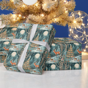 Weihnachten in der WaldlandschaftsIllustration Geschenkpapier