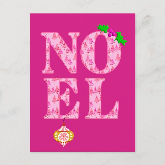 WEIHNACHTEN in einem rosa Weihnachtsbaummuster (Vorderseite)