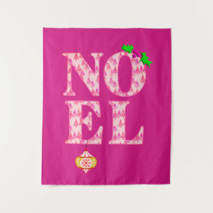 WEIHNACHTEN in einem rosa Weihnachtsbaummuster Wandteppich