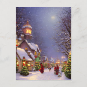 Weihnachten in einer schneebedeckten Nacht Leere G Postkarte