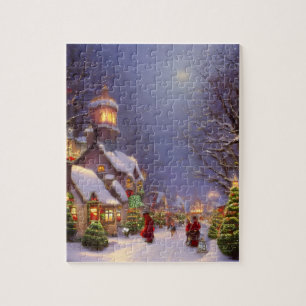 Weihnachten in einer schneebedeckten Nacht Puzzle