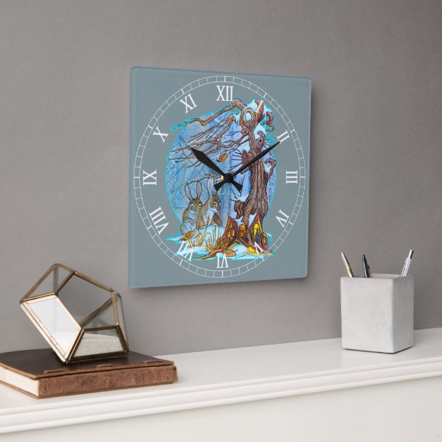 Weihnachten in Elf Hall Acrylmontaguhr Quadratische Wanduhr (Büro)