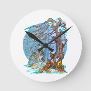 Weihnachten in Elf Hall Runde Wanduhr