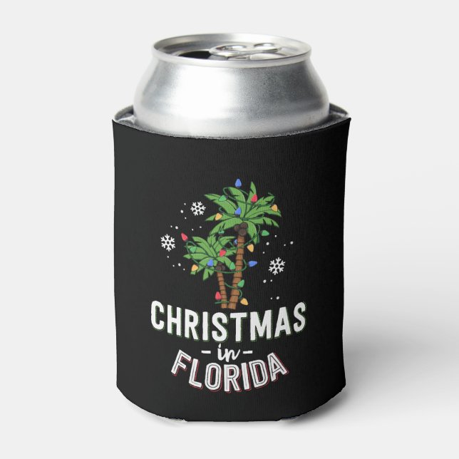 Weihnachten in Florida Deck Die Familie Palmen Dosenkühler (Kanne Vorderseite)