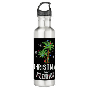 Weihnachten in Florida Deck Die Palmen Familie Va Edelstahlflasche