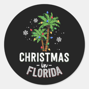 Weihnachten in Florida Deck Die Palmen Familie Va Runder Aufkleber