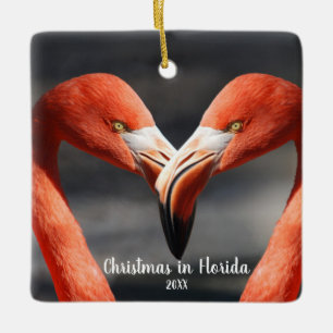 Weihnachten in Florida Flamingo Liebe Keramikornament