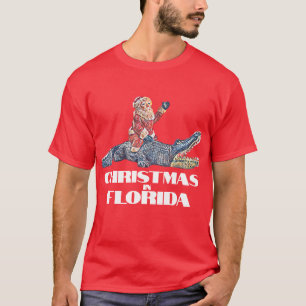 Weihnachten in Florida Weihnachtsmann Reiten Allig T-Shirt