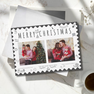 Weihnachten in Handschrift, Schwarz-Weiß-Foto