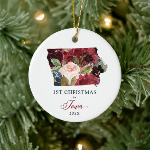 Weihnachten in Iowa, Personalisiertes Burgund Keramik Ornament