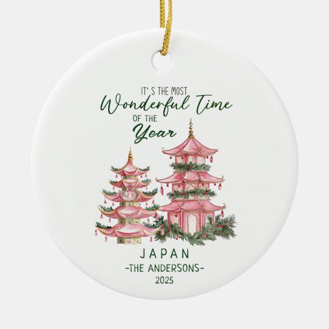 Weihnachten in Japan Custom Travel Keramik Ornament (Vorne)