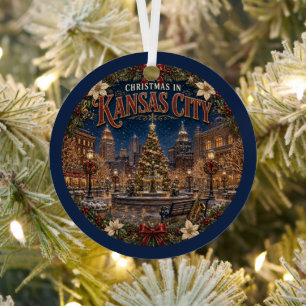 Weihnachten in Kansas City Vintage-Reiseandenken Ornament Aus Metall