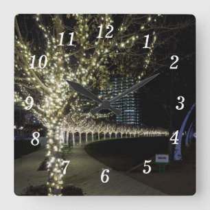 Weihnachten in Klyde Warren Park Wall Clock Quadratische Wanduhr