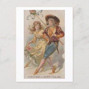 Weihnachten in Merry England Vintag 1890er Postkarte