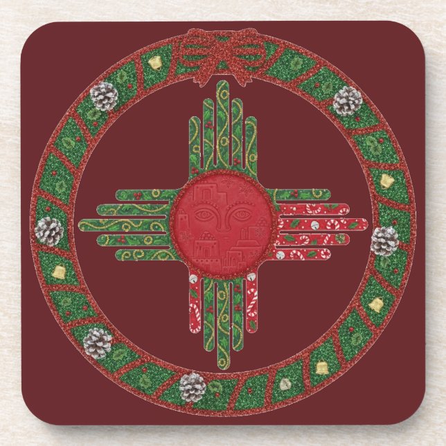 Weihnachten in New Mexico  Getränkeuntersetzer (Vorderseite)