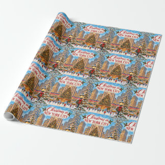 Weihnachten in New York City Vintage-Feiertag Geschenkpapier