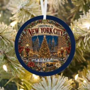 Weihnachten in New York City Vintage-Reiseandenken Ornament Aus Metall