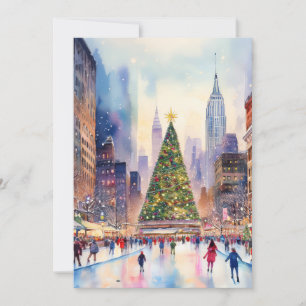 Weihnachten in New York City Watercolor Postcard Einladung
