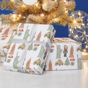 Weihnachten in New York Geschenkpapier Aquarell