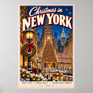 Weihnachten in New York Vintage Reise Feiertage Poster