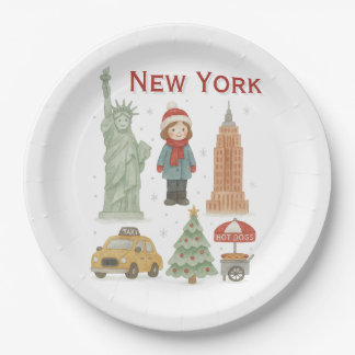 Weihnachten in New York Watercolor – Süß Pappteller