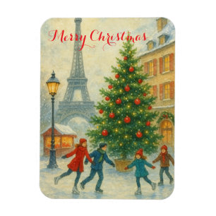 Weihnachten in Paris Eiffelturm Winter Magnet