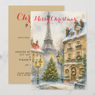 Weihnachten in Paris Eiffelturm Winter Personalisi Einladung