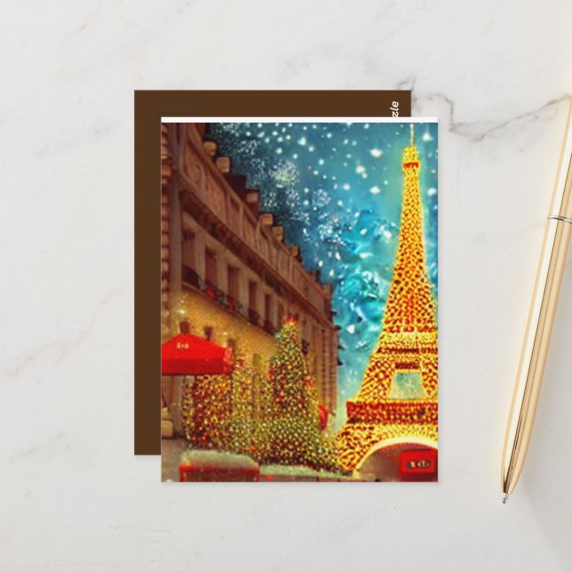 Weihnachten in Paris, Ellenturm Postkarte (Vorderseite/Rückseite Beispiel)