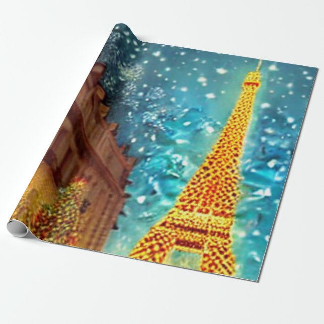 Weihnachten in Paris Geschenkpapier (Ungerollt)